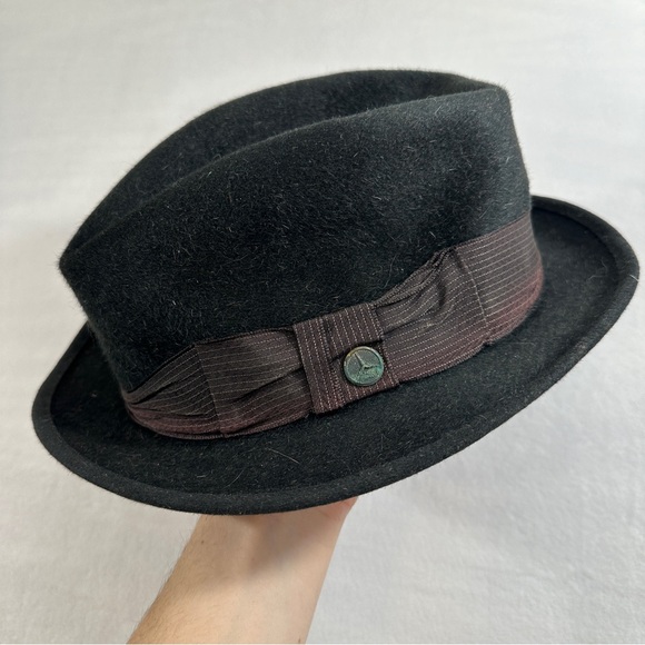 Vintage Steven’s Fedora black fur antique short brim hat formal - Picture 10 of 13